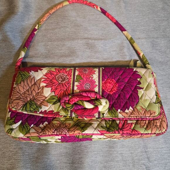 Bag Vera Bradley Knot Just A Clutch Hello Dahlia Pocket Book Handle Handbag - Picture 1 of 7